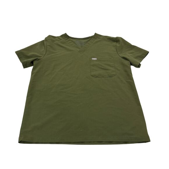 Figs Mens Large Leon Cargo Scrub Top Olive Green Pocket Uniform Career Utility - Picture 1 of 7